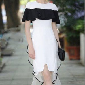 Vicky and Lucas Black white and black ruffle midi